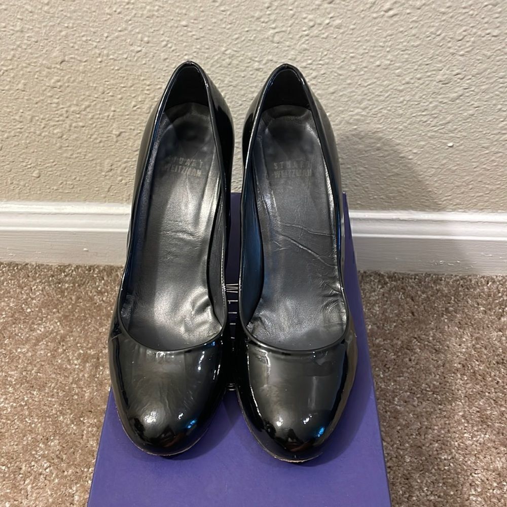 Stuart Weitzman Black Patent Leather Pumps, Size 7.5